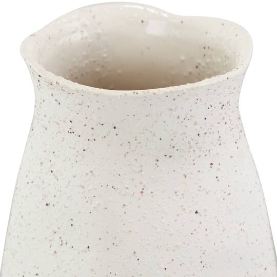 20" Cream Ceramic Abstract Wavy Vase with Textured Speckled Detailing